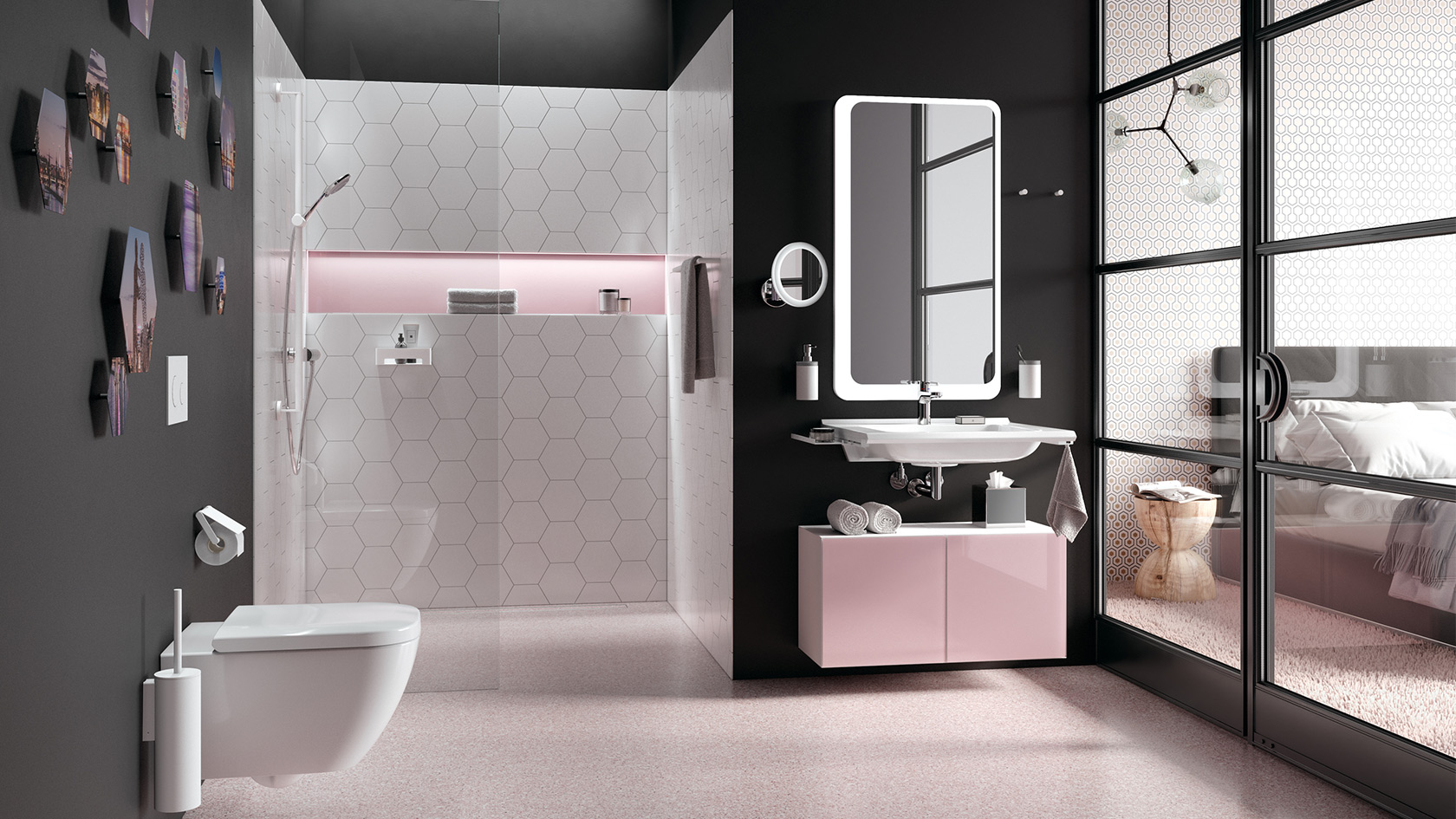 Salle de bain adaptée douche extra-plate