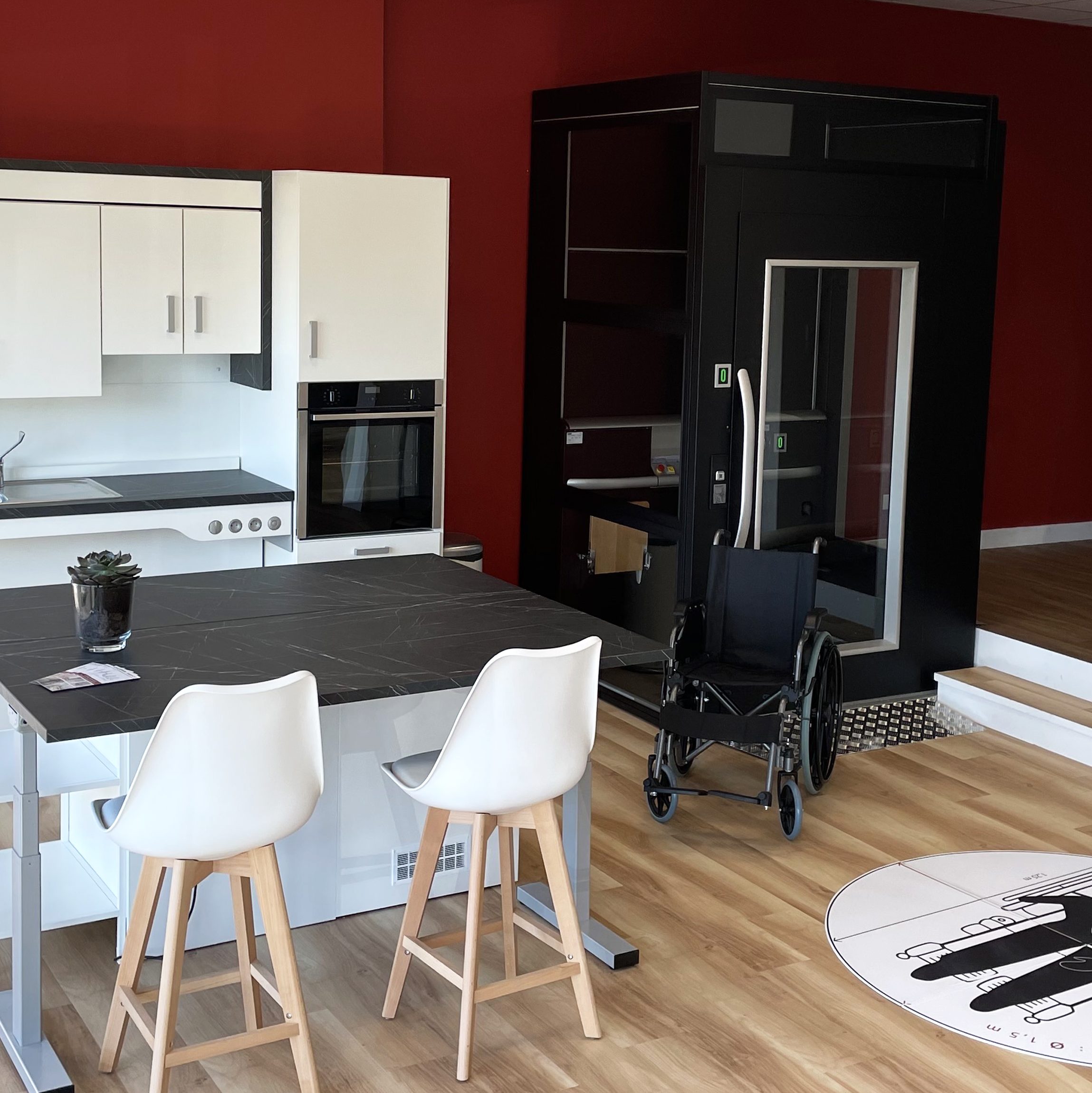 espace d'exposition, colombelles, calvados, matériels pmr, aménagement handicap